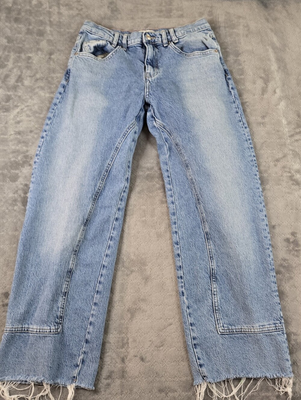 We The Free Light Blue Straight Jeans with Raw Hem